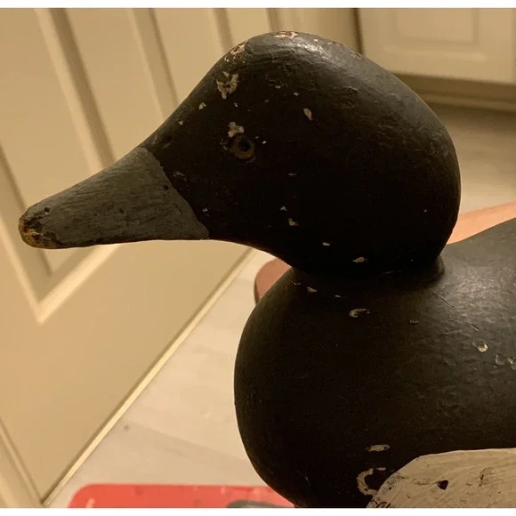 Vintage Carved & Painted Wooden Duck Decoy Blue Bill Weighted Factory Decoy‎